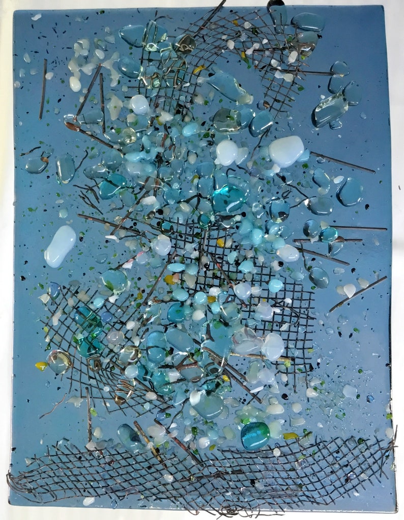 Abstract fused glass night light green night light with Etsy