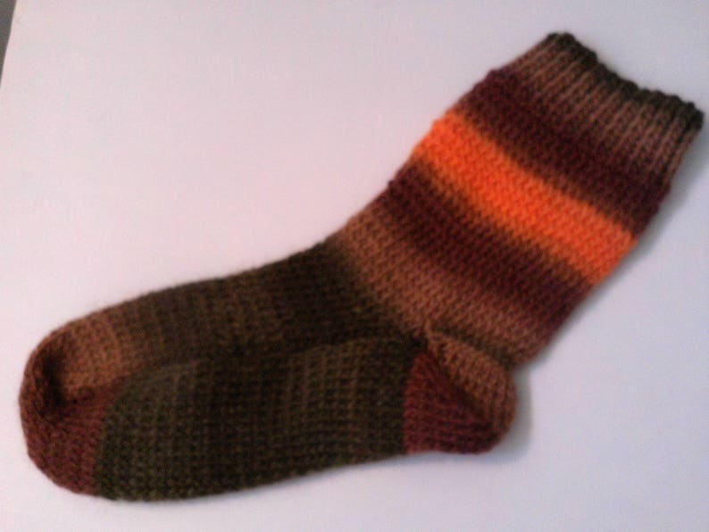 Hand Knit Hand Dyed Hand Spun Wool Socks Sz Large Size 8-10 Autumn Harvest FREE Shipping Offer