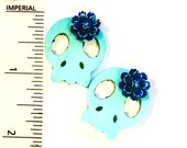 Sugar Skull Beads Big Turquoise Black Dahlia 28 MM Skull Charms Jewerly Components