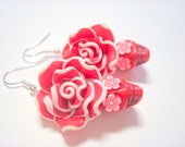 Sugar Skull Earrings All Red Day of the Dead Roses and Skull Beaded Earrings
