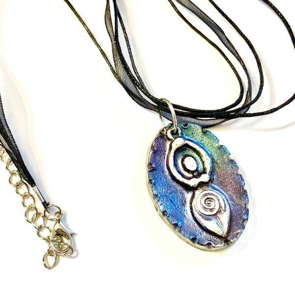 Spiral Goddess Pendant Necklace OOAK Handmade Polymer Clay Earth Goddess Necklace Jewelry Gift