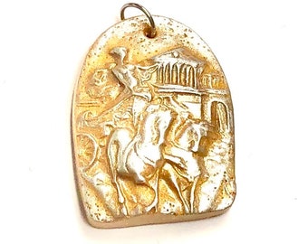 Roman Goddess Pendant Gold Silver Handmade Polymer Clay Goddess Jewelry Component