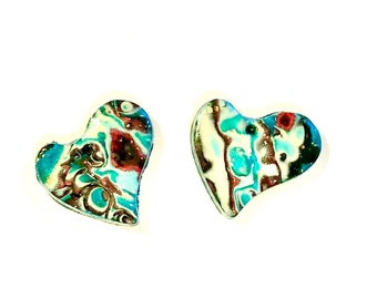 Handmade Polymer Clay Beads Valentine Heart Beads Art Heart Jewelry Components