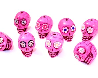 Sugar Skull Beads Pink 18 MM Day of the Dead Jewelry Components