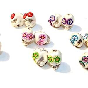 Sugar Skull Beads Day of the Dead Beads-Variety of Eight Pairs for Earrings