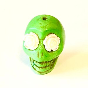 Sugar Skull Bead Gigantic Green Skull Bead Pendant Day of the Dead Skull