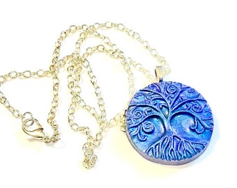 Tree of Life Necklace Handmade Polymer Clay Miracle Tree Pendant Yggdrasil Necklace