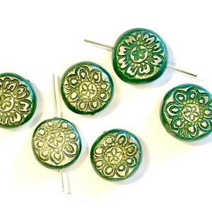 Handmade Artisan Beads Reversible Flower Texture Beads Jewelry Components Charms Chunky Beads