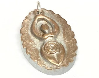 Earth Goddess Venus Pendant Silver Bronze Copper Goddess Jewelry Component