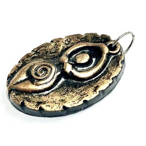 Earth Goddess Pendant Handmade Polymer Clay Black Bronze Goddess Jewelry Component