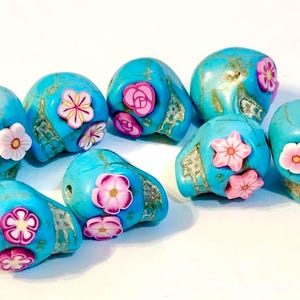 Sugar Skull Beads Turquoise Pink Skull Jewelry Components