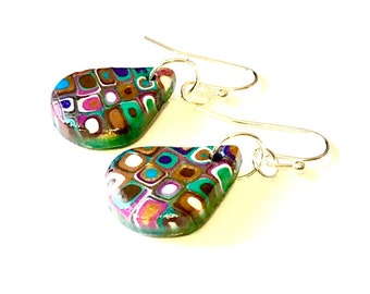 Retro Teardrop Statement Earrings Handmade Polymer Clay Minimalist Earrings