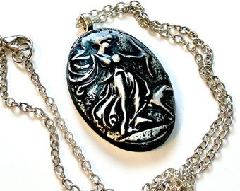 Artemis Goddess of Hunting Handmade Polymer Clay Pendant Necklace