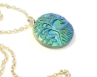 Tree of Life Necklace Handmade Polymer Clay Miracle Tree Pendant Yggdrasil Necklace