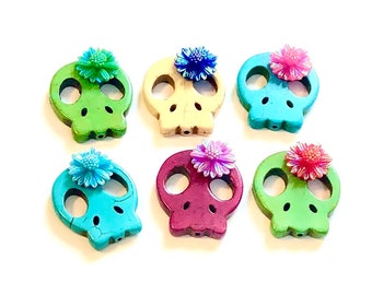 Sugar Skull Beads Big 28 mm Sugar Skull Flower Jewelry Components Charms