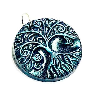Tree of Life Pendant Nocturne Handmade Polymer Clay Yggdrasil Jewelry Component