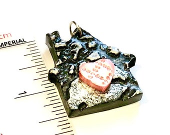 Artisan Handmade Polymer Clay House Home Focal Bead Charm Pendant Jewelry Component