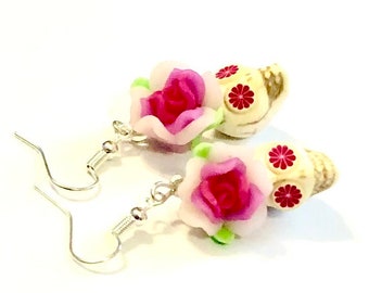 Sugar Skull Earrings Juicy Grapefruit Day of the Dead Sugar Skull Jewelry Gift