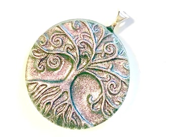 Tree of Life Necklace Handmade Polymer Clay Miracle Tree Pendant Yggdrasil Necklace