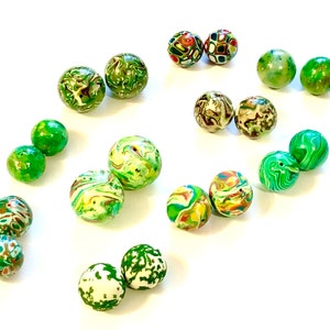 Jewelry Supply Destash Collection Handmade Artisan Green Polymer Clay Beads