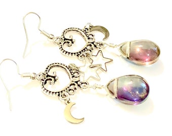 Moon Star Earrings Celestial Earrings Jewelry Gift Boho Earrings