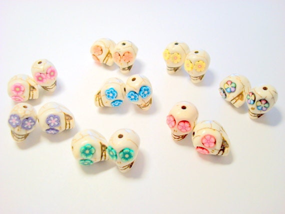 Sugar Skull Beads Day of the Dead Beads-variety of Eight Pairs | Etsy