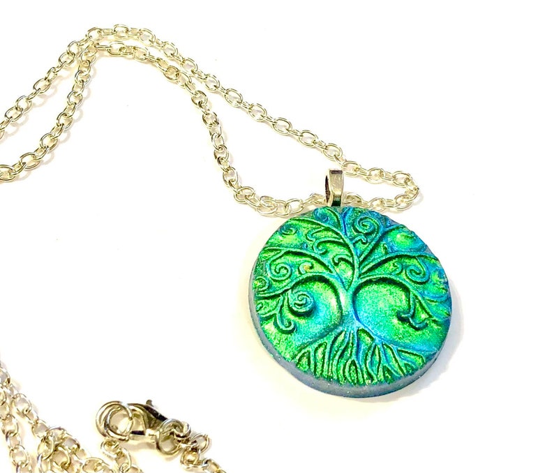 Tree of Life Necklace Handmade Polymer Clay Miracle Tree Pendant Yggdrasil Necklace image 1