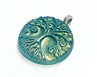 Tree of Life Necklace Handmade Polymer Clay Miracle Tree Pendant Yggdrasil Necklace