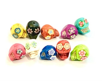 Sugar Skull Beads Rainbow Collection 13 mm Sugar Skull Beads Jewelry Components