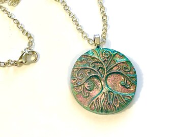 Tree of Life Necklace Handmade Polymer Clay Miracle Tree Pendant Yggdrasil Necklace