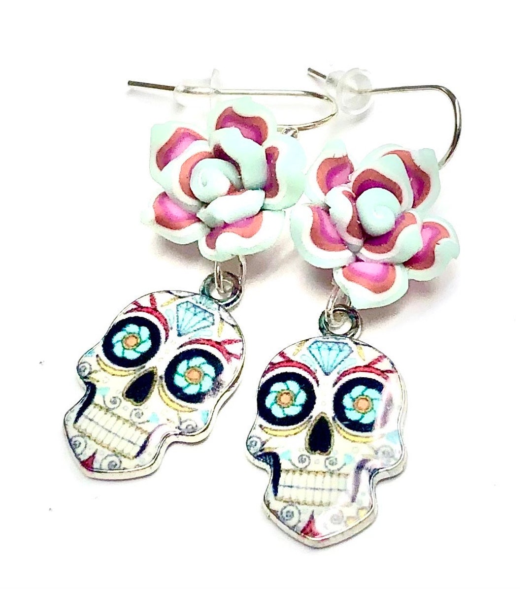 Sugar Skull Earrings Day of the Dead Sugar Skull Gift Jewelry Etsy