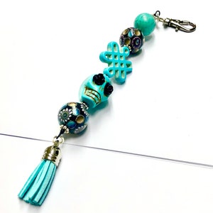 Sugar Skull Halloween Day of the Dead Keychain Purse Charm Accessory Sugar Skull Gift