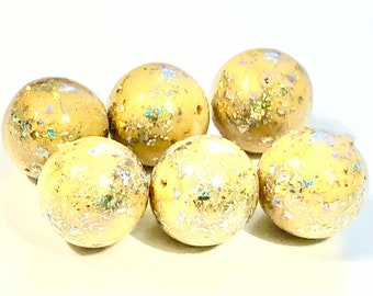 Handmade Polymer Clay Beads Super Disco Sparkle Gold Silver Round Beads 14 MM Beads