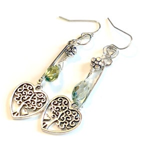 Tree of Life Heart Earrings Jewelry Gift Boho Earrings