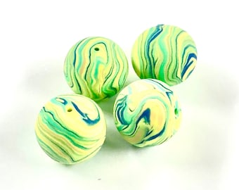 Handmade Polymer Clay Beads Marbled Round Beads 16 MM Jewelry Components