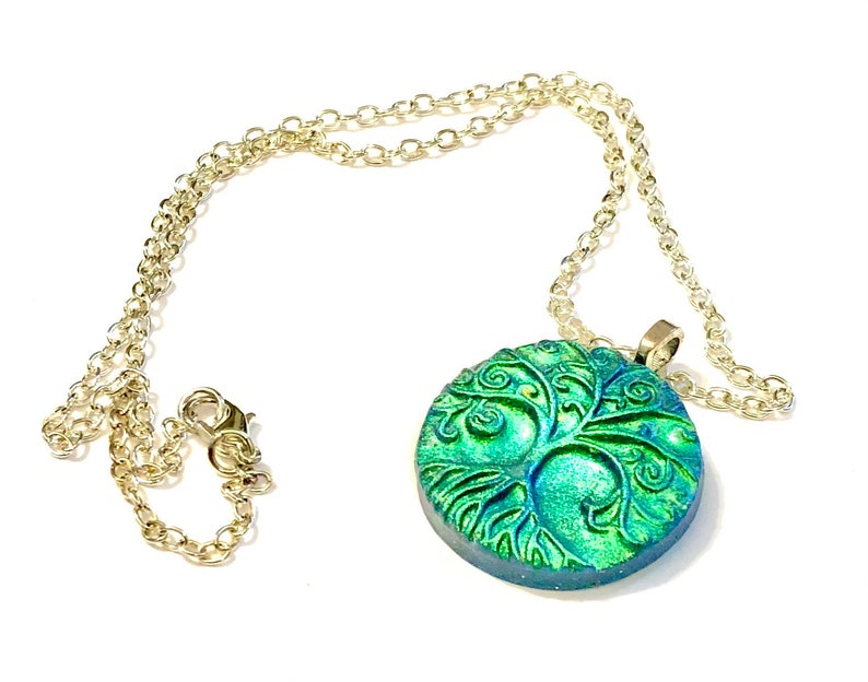 Tree of Life Necklace Handmade Polymer Clay Miracle Tree Pendant Yggdrasil Necklace image 3