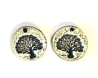 Tree of Life Beads Black Silver Yggdrasil Charms Earring Components