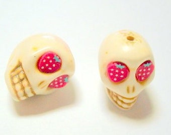 Sugar Skull Beads Dia De Los Muertos Strawberry Surprise 18mm Skull Beads
