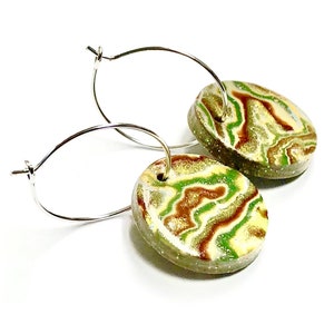 Earthy Boho Marbled Hoop Earrings