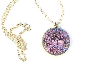 Tree of Life Necklace Handmade Polymer Clay Miracle Tree Pendant Yggdrasil Necklace