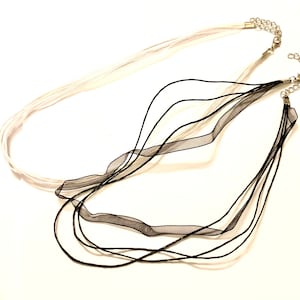 Add on Necklace Ribbon Cord For Any Pendant Organze Necklace 17 - 20 Inch Adjustable with Lobster Clasp Chain Extension