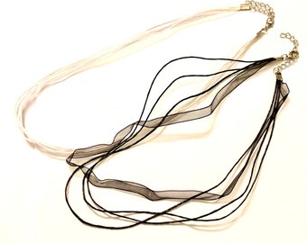 Add on Necklace Ribbon Cord For Any Pendant Organze Necklace 17 - 20 Inch Adjustable with Lobster Clasp Chain Extension