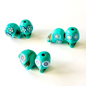 Sugar Skull Beads Turquoise 16 MM Day of the Dead Skull Halloween Earring Components