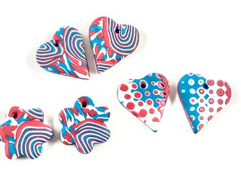 Heart Flower Beads Handmade Polymer Clay Jewelry Components