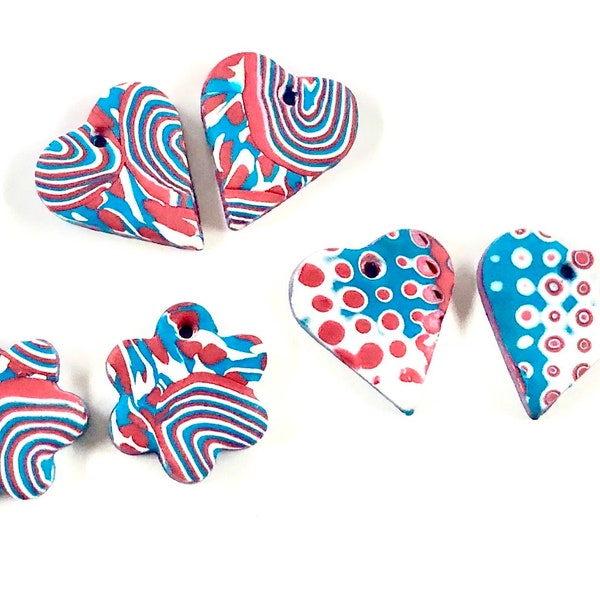 Heart Flower Beads Handmade Polymer Clay Jewelry Components