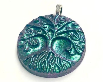 Tree of Life Necklace Handmade Polymer Clay Miracle Tree Pendant Yggdrasil Necklace