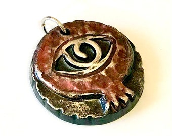 Pomegranate Pendant Handmade Polymer Evil Eye Jewelry Component