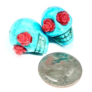 Sugar Skull Beads Limited Edition Red Rose Eyes Day of the Dead Large Beads 22 MM Skull Beads image 2