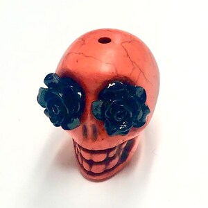 Sugar Skull Bead Big Orange Skull Bead Pendant Day of the Dead Jewelry Component
