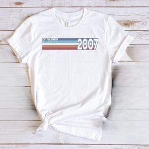 Mens 18th Birthday T-Shirt, Established 2007 Retro Strip, Great Gift, Gift for Him, Gift for Her, Birthday Gift, Birthday T-Shirt